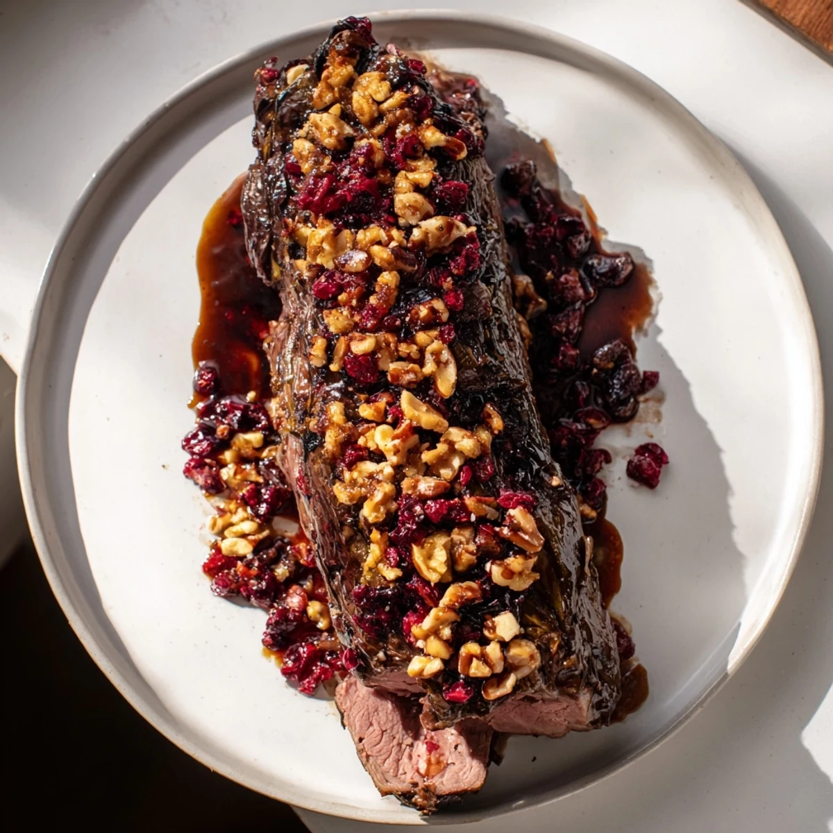 Warm platter of Winter Roasted Brussels Sprouts, visually appealing with a delicious, sweet and tangy flavor.