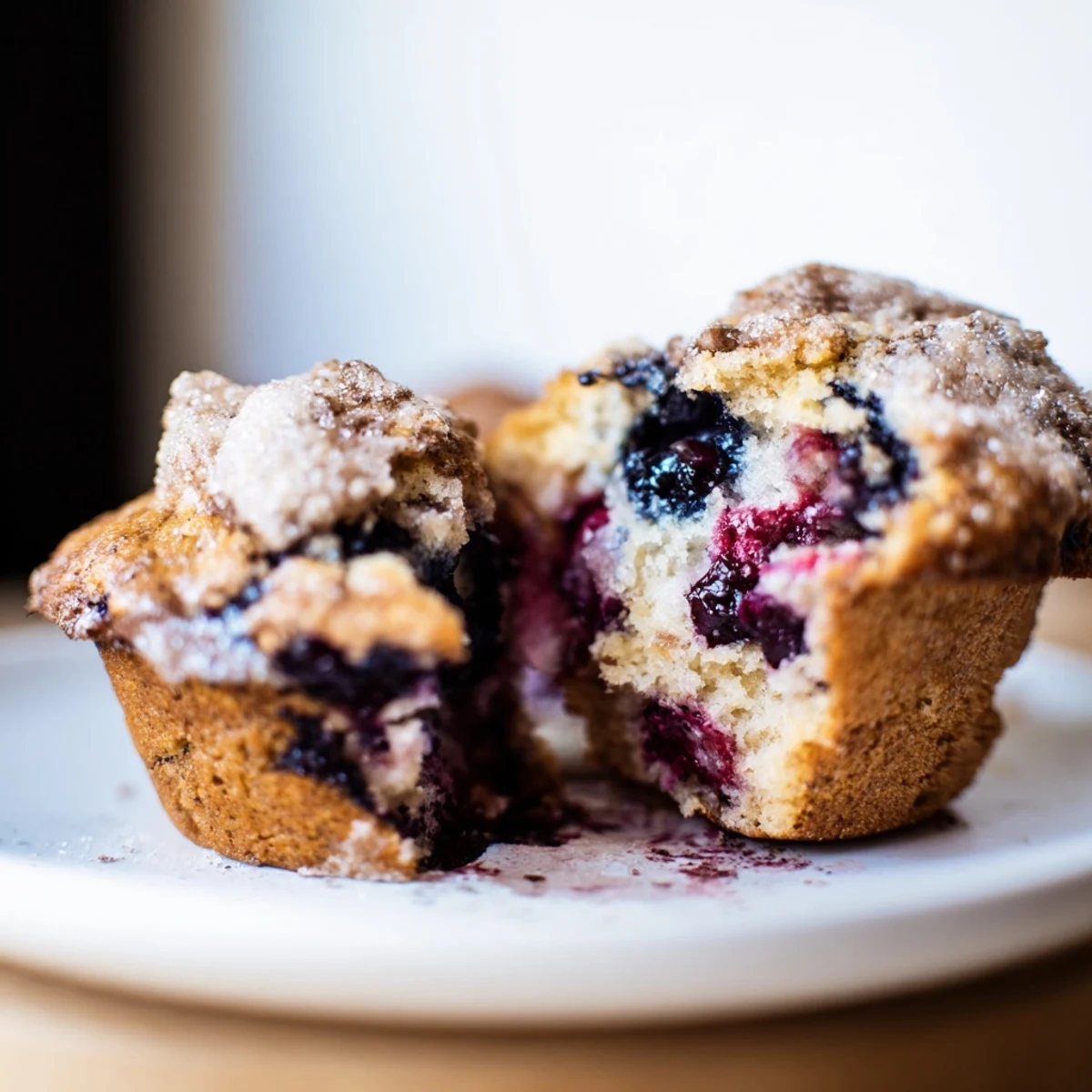 Golden-topped, warm fluffy homemade blueberry muffins with a delightful streusel crunch, perfect for breakfast.