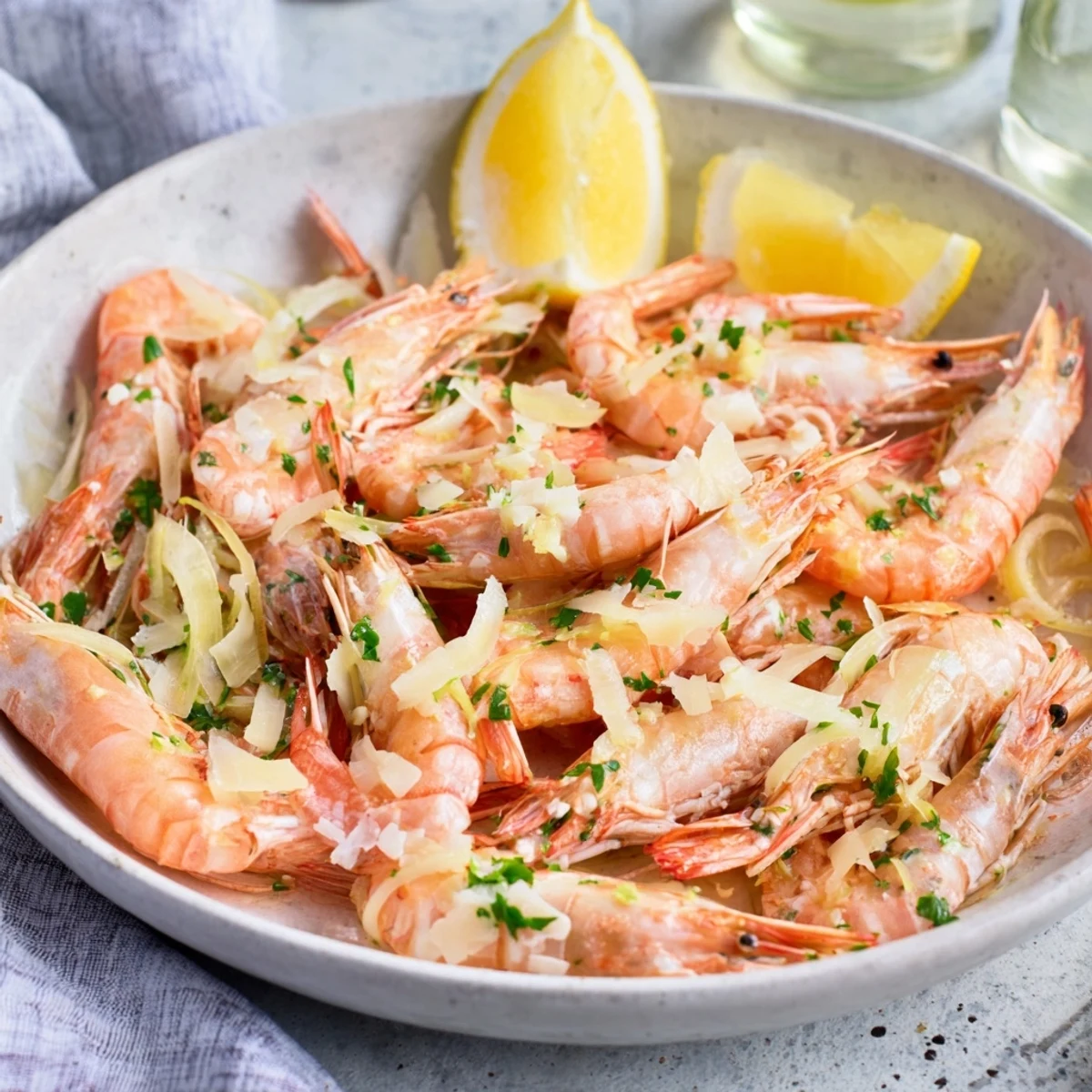 Golden-brown 20-minute creamy garlic shrimp ready to serve, with fresh parsley garnish and vibrant flavors.