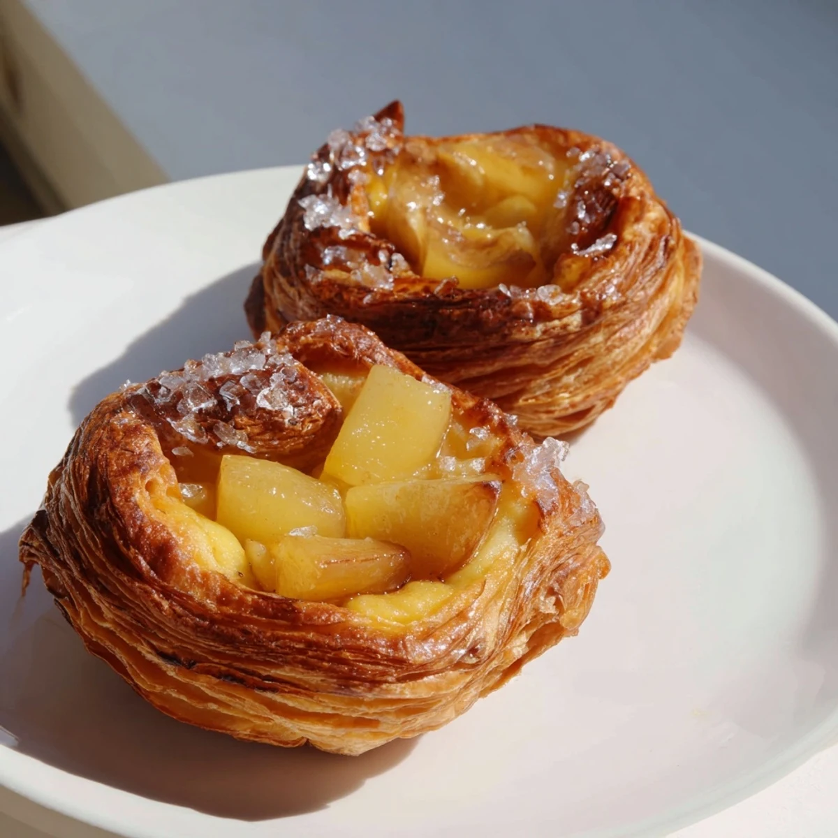 Warm, spiced apple filling spills from a perfectly baked, buttery apple turnover pastry.