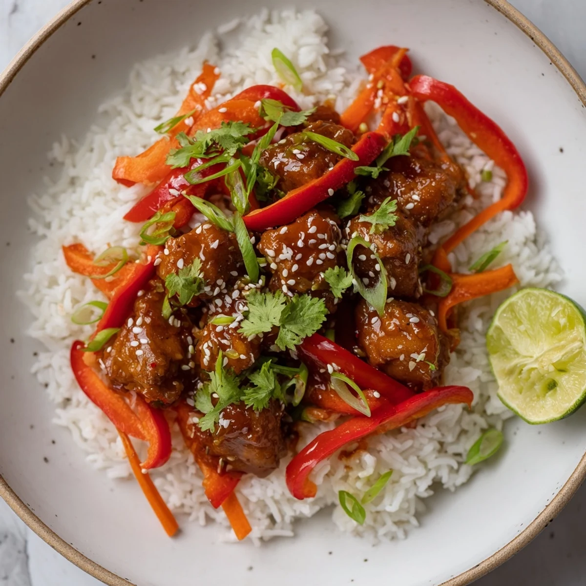 This Asian-inspired Sesame Ginger Rice Bowl offers a delicious mix of textures and fresh, aromatic flavors.