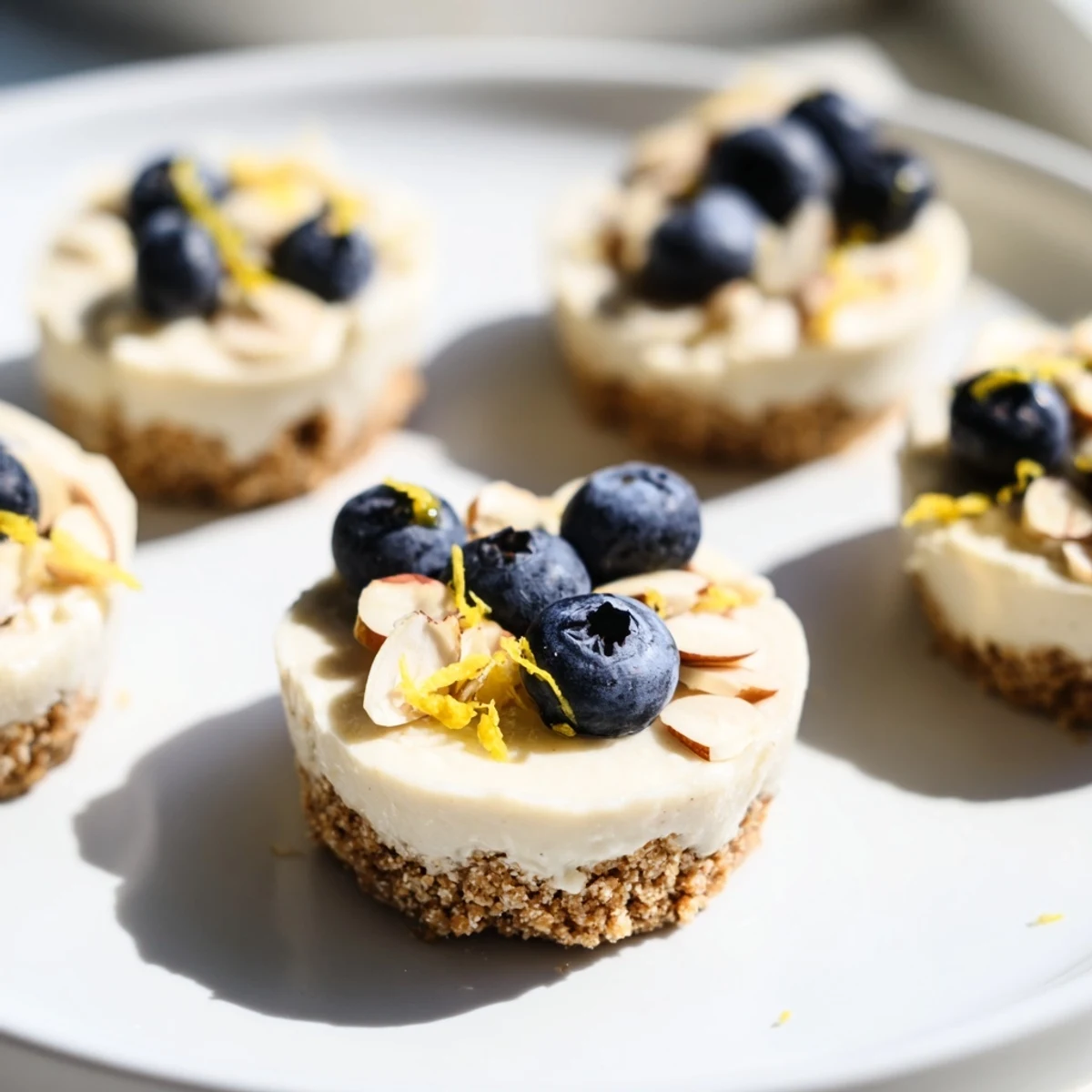 These creamy Protein Cheesecake Cups feature a swirl of toppings, and crunchy crusts make a healthy treat.