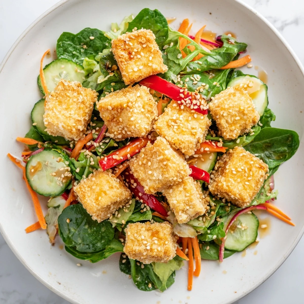 Golden Crispy Tofu Salad