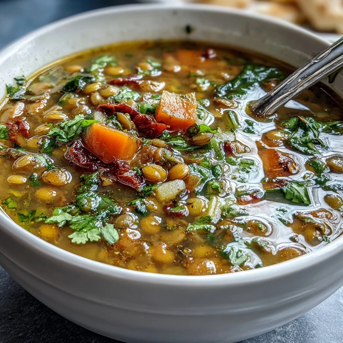 Cozy Mung Bean Soup image with fresh cilantro garnish, perfect for a comforting meal.