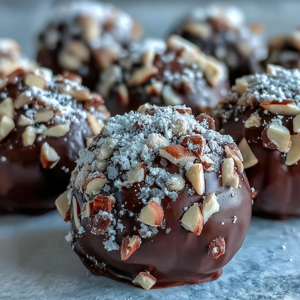 Decadent Chocolate Truffles arranged on a white plate with a glass of red wine.