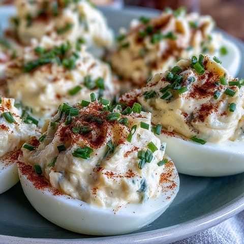 Million Dollar Deviled Eggs showcase creamy yolk filling piped into tender egg white halves on a platter.