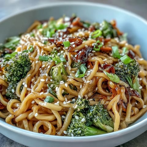 Steaming hot Asian teriyaki noodle bowl served in a ceramic dish, loaded with crisp vegetables and tossed egg noodles ready for dinner.