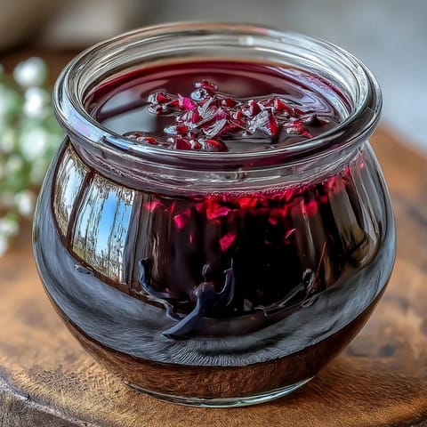 Black Currant Vinaigrette in a glass jar, drizzled over a vibrant spinach and goat cheese salad.