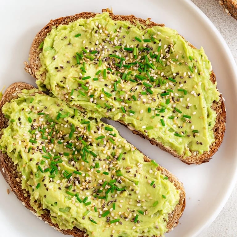 A close-up of delicious avocado toast with everything, ready to be enjoyed as a hearty breakfast.
