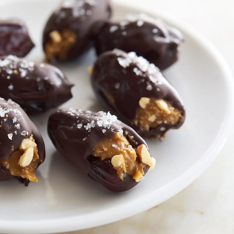 A close-up of delicious Chocolate Date Snickers, perfect for satisfying your sweet tooth any time.