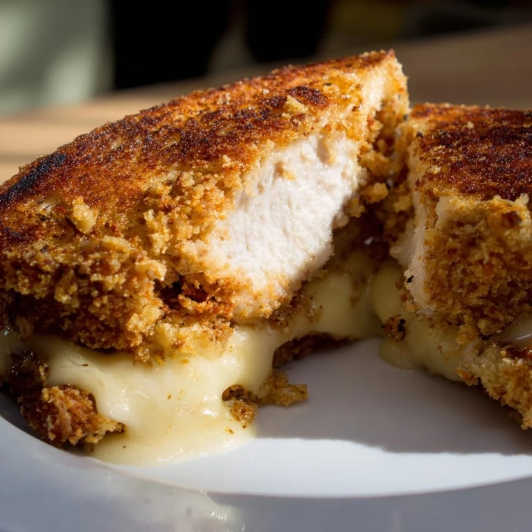 Perfectly golden-brown Crispy Parmesan Chicken Thighs Grilled Cheese, a comforting American main dish.
