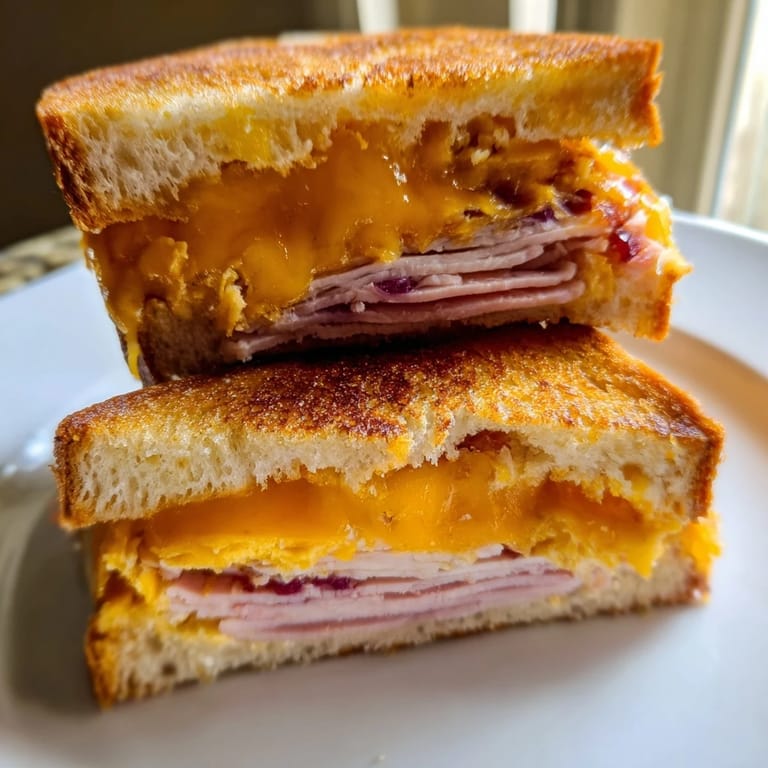 Melted cheddar and savory smoked turkey grilled cheese with cranberry spread on buttery bread.