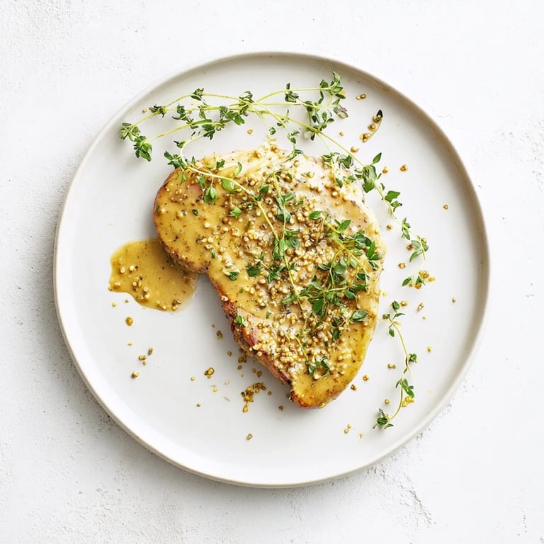 Juicy chicken in a sweet honey Dijon mustard glaze, served hot from the skillet for a perfect weeknight dinner.