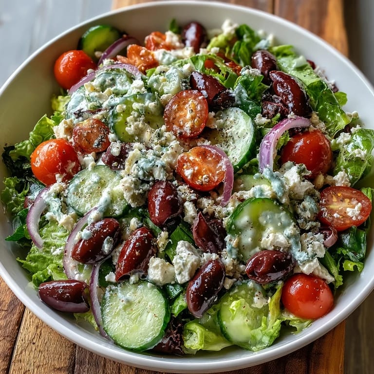 Colorful Greek Salad Bowl served in a rustic bowl, ready for a light lunch or Mediterranean dinner.