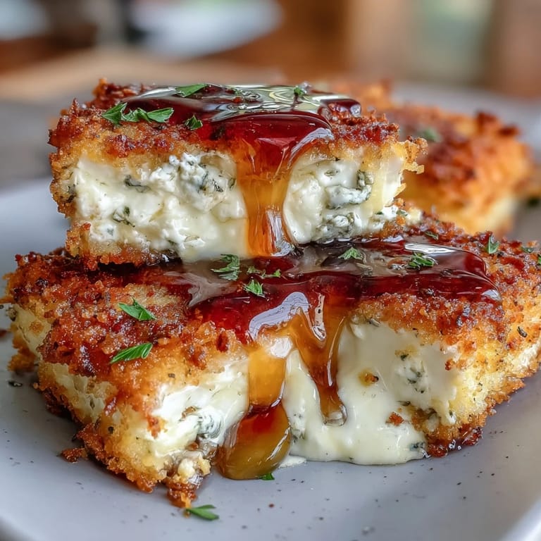 Appetizing crispy breaded feta, a delicious sweet and savory treat.