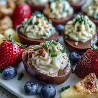 Easter brunch board with deviled eggs, fruit, and pastries arranged on a large platter for festive sharing.